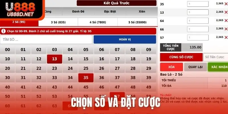 Chọn số và đặt cược